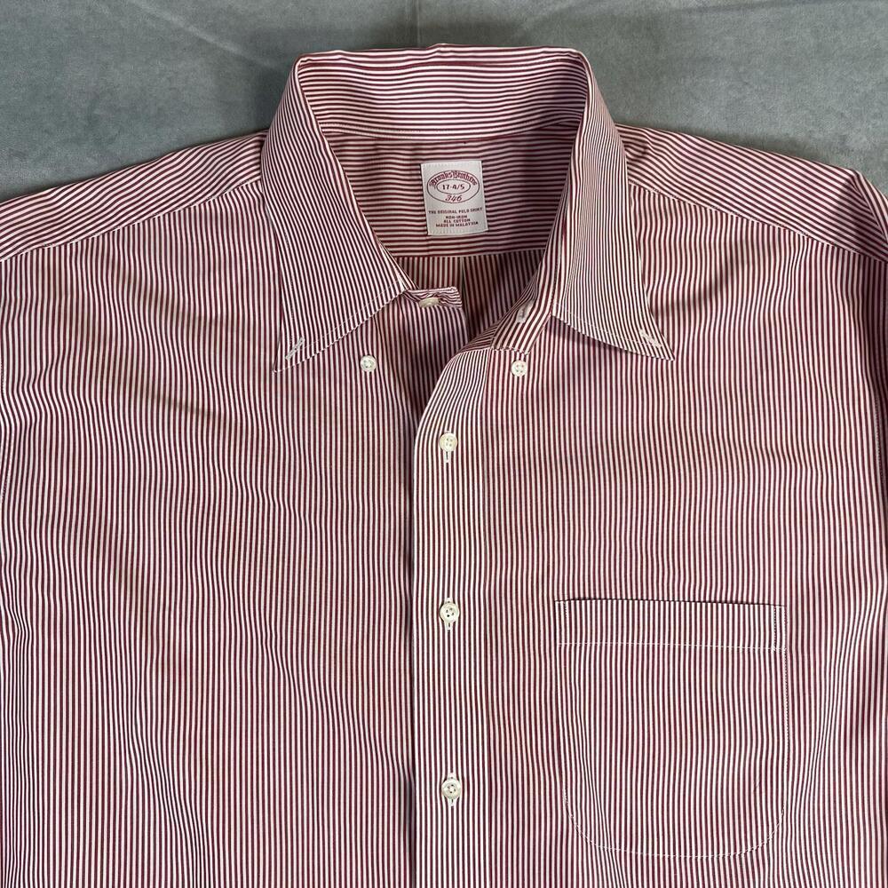 Brooks Brothers Shirt Mens 17-4/5 Red Striped Original Polo 346 Button Down - Picture 1 of 7
